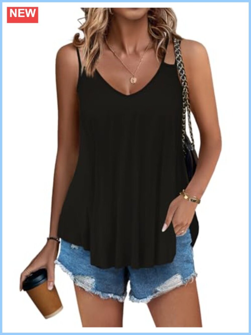 Zeagoo Womens Flowy Tank Top Spaghetti Strap V Neck Camisole